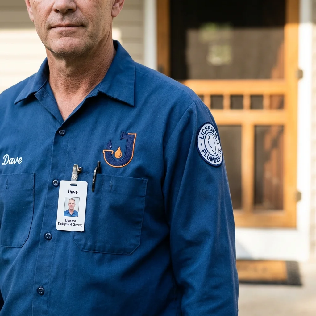 Licensed plumber showing ID badge in Hillsborough, NH