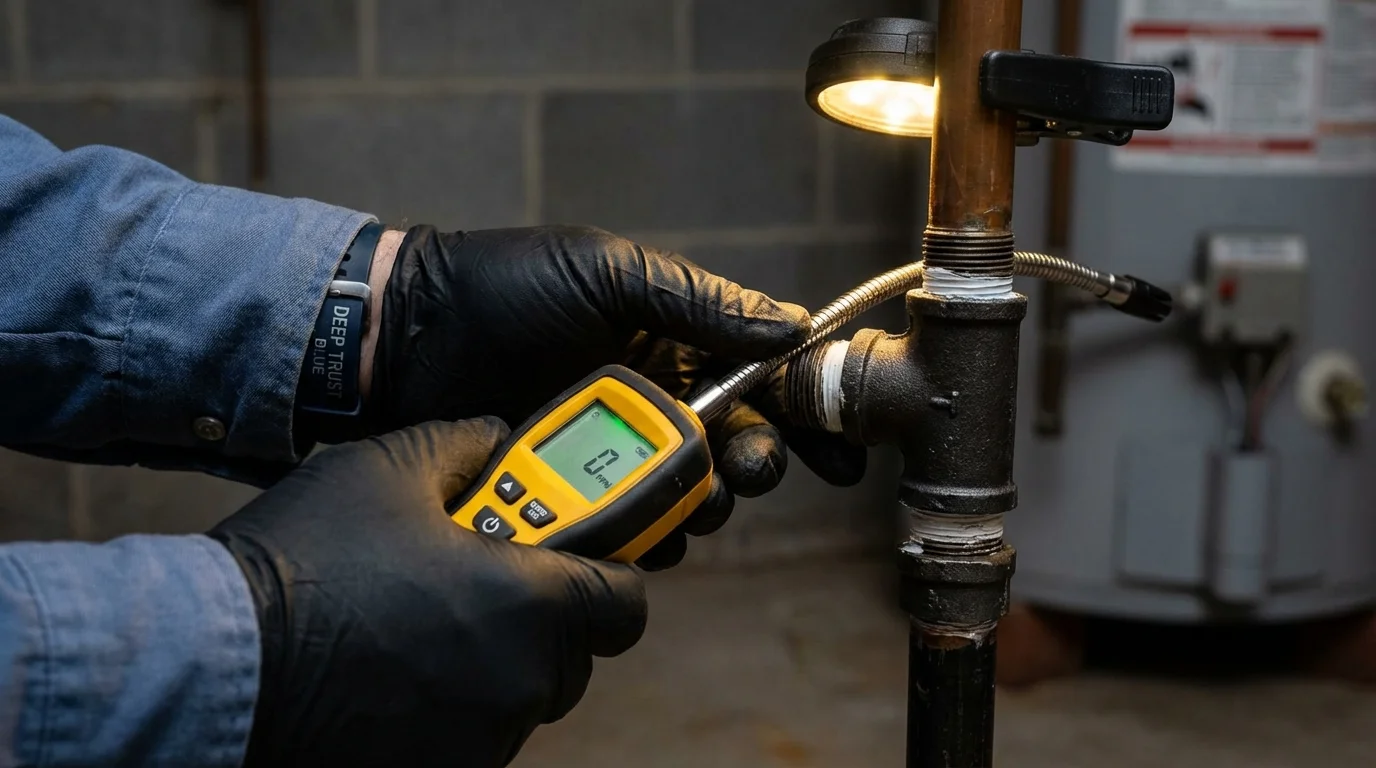 Gas leak detection with electronic sniffer by Johns Plumbing LLC in Hillsborough