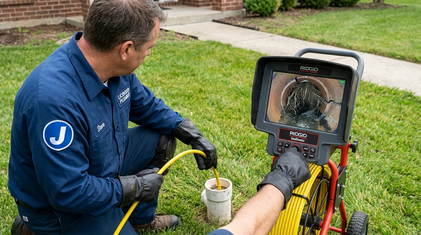 Sewer camera inspection being performed by Johns Plumbing LLC in Hillsborough